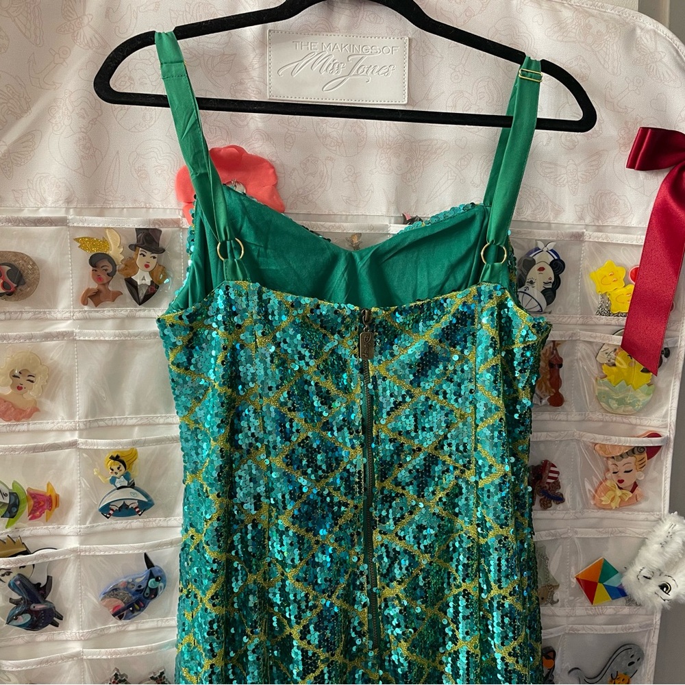 NWT Disney Princess Unique Vintage Ariel Green & Gold Sequin
Dress - Picture 9 of 13